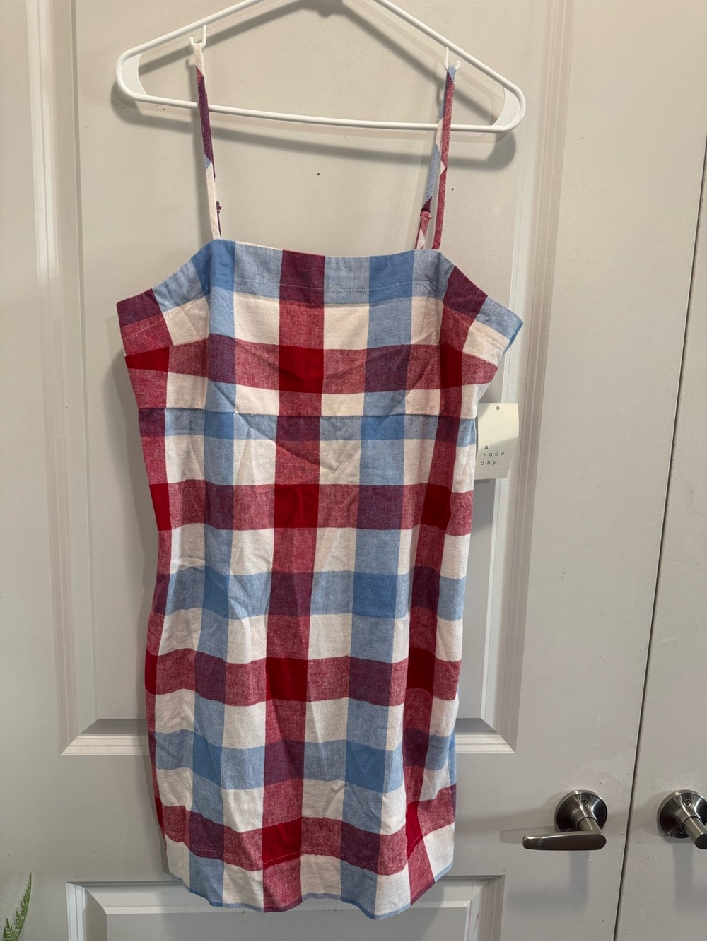 & Other Stories Red, Blue & White Gingham Spaghetti Strap Dress